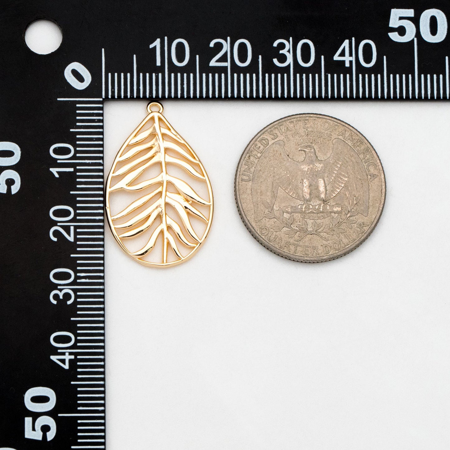 10pcs Gold/ Silver Hollow Leaf Pendants 27x17mm, 18K Gold/ Rhodium plated Brass Leaf Charms (GB-3057-B)