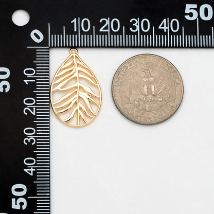 10pcs Gold/ Silver Hollow Leaf Pendants 27x17mm, 18K Gold/ Rhodium plated Brass Leaf Charms (GB-3057-B)