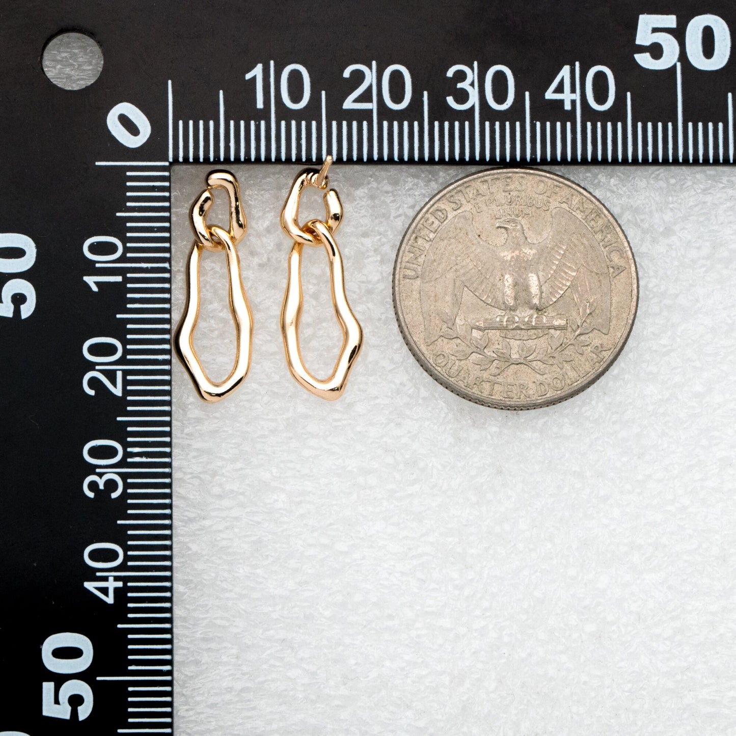 4pcs Gold Chain Link Earring Studs, 18K Gold plated Brass, Oval Hoop Chain Ear Posts (GB-3417)