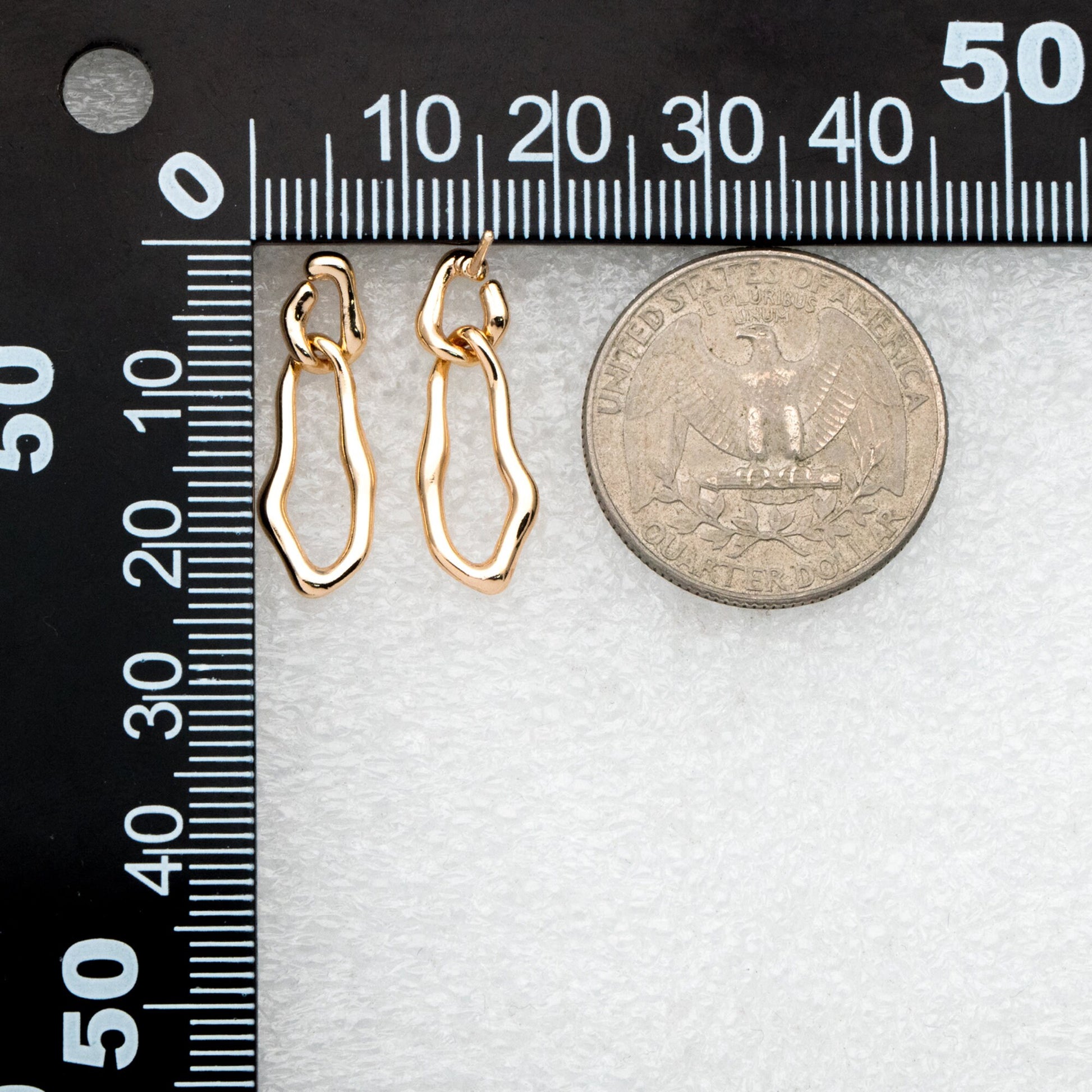 4pcs Gold Chain Link Earring Studs, 18K Gold plated Brass, Oval Hoop Chain Ear Posts (GB-3417)