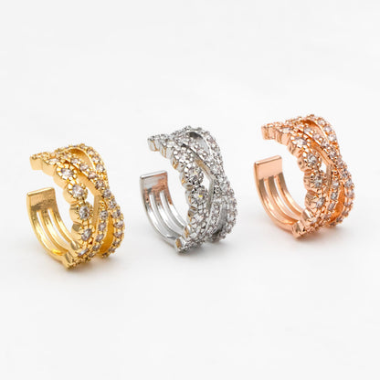 4pcs CZ Pave Gold/ Silver/ Rose Gold Ear Cuff, Cartilage, Dainty Earcuff Earring (GB-2657)