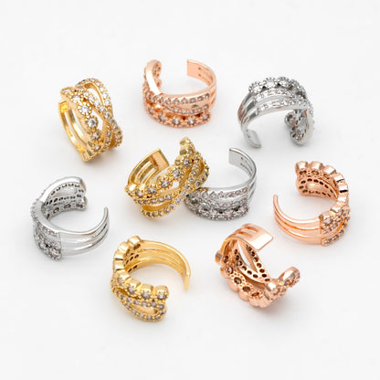 4pcs CZ Pave Gold/ Silver/ Rose Gold Ear Cuff, Cartilage, Dainty Earcuff Earring (GB-2657)