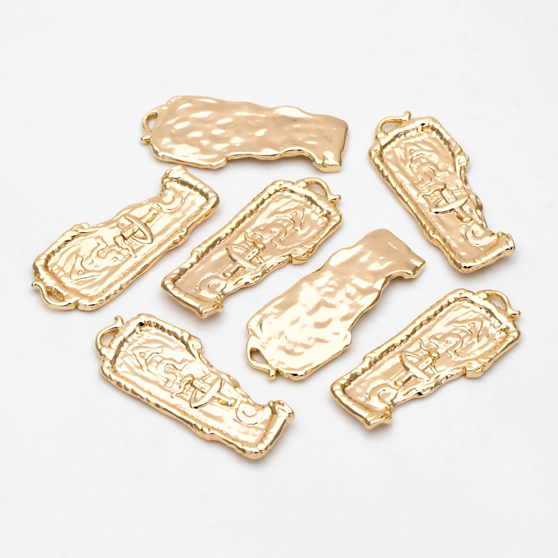 4pcs Gold Greek Letter Charm 34x15mm, 18K Gold plated Brass Rectangle Pendant(GB-3354)