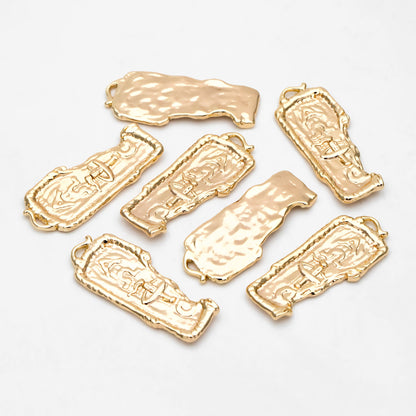 4pcs Gold Greek Letter Charm 34x15mm, 18K Gold plated Brass Rectangle Pendant(GB-3354)