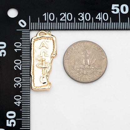 4pcs Gold Greek Letter Charm 34x15mm, 18K Gold plated Brass Rectangle Pendant(GB-3354)