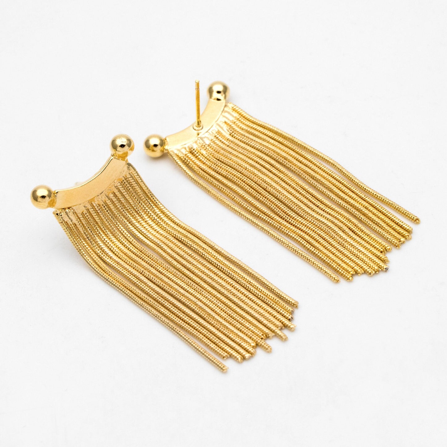 4pcs Chain Tassel Earrings, Long Tassel Stud Earring, Gold Dangling Earrings, Minimalist Earrings (GB-3355)