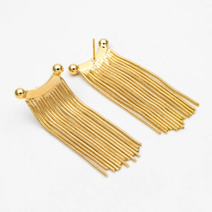 4pcs Chain Tassel Earrings, Long Tassel Stud Earring, Gold Dangling Earrings, Minimalist Earrings (GB-3355)