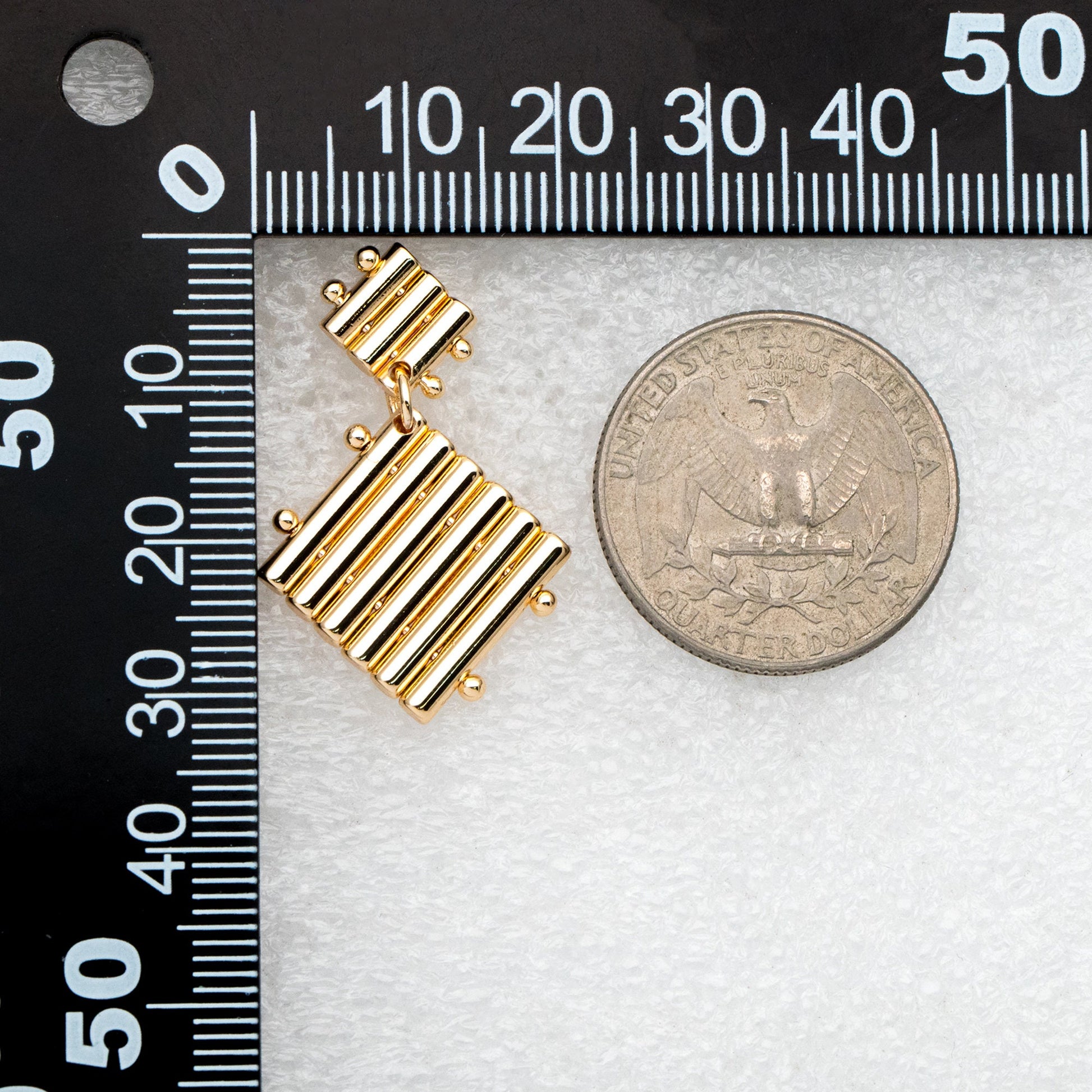 4pcs Gold Square Ear Posts 32x20mm, Real Gold Plated Brass Geometric Earring Studs (GB-3436)