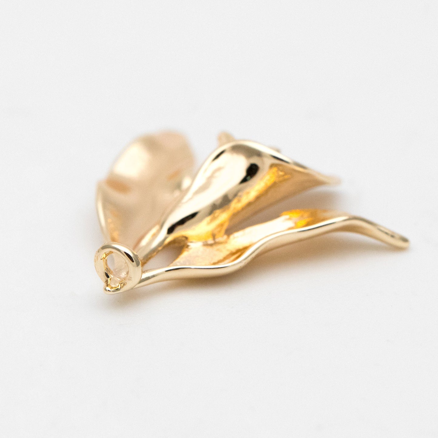 10pcs Gold Flower Charms, Gold plated Brass, Pearl Peg Mounts, Half Drilled Pearl Settings (GB-3770-F)