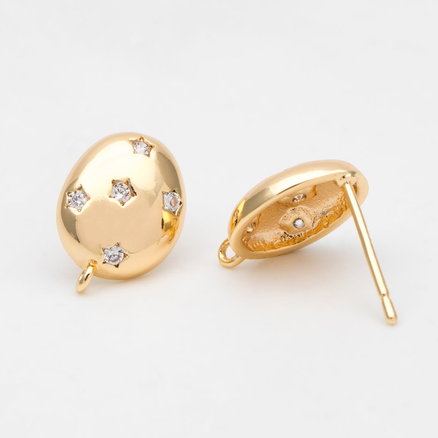 4pcs CZ Pave Star Oval Earring, Dainty Earrings, Geometric Earring Studs (GB-3440)