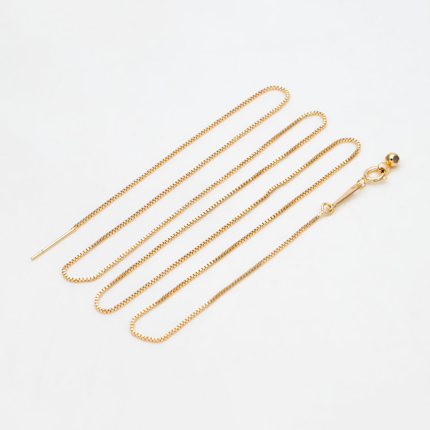 Gold/ Silver Box Chain Adjustable Necklace 0.9mm, Gold/ Rhodium plated Brass Finished Dainty Necklace, 20 Inch Ready to Wear (#LK-586)