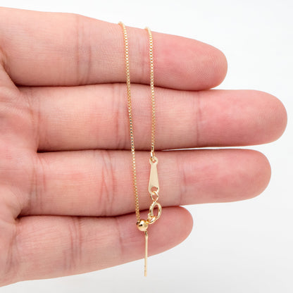 Gold/ Silver Box Chain Adjustable Necklace 0.9mm, Gold/ Rhodium plated Brass Finished Dainty Necklace, 20 Inch Ready to Wear (#LK-586)