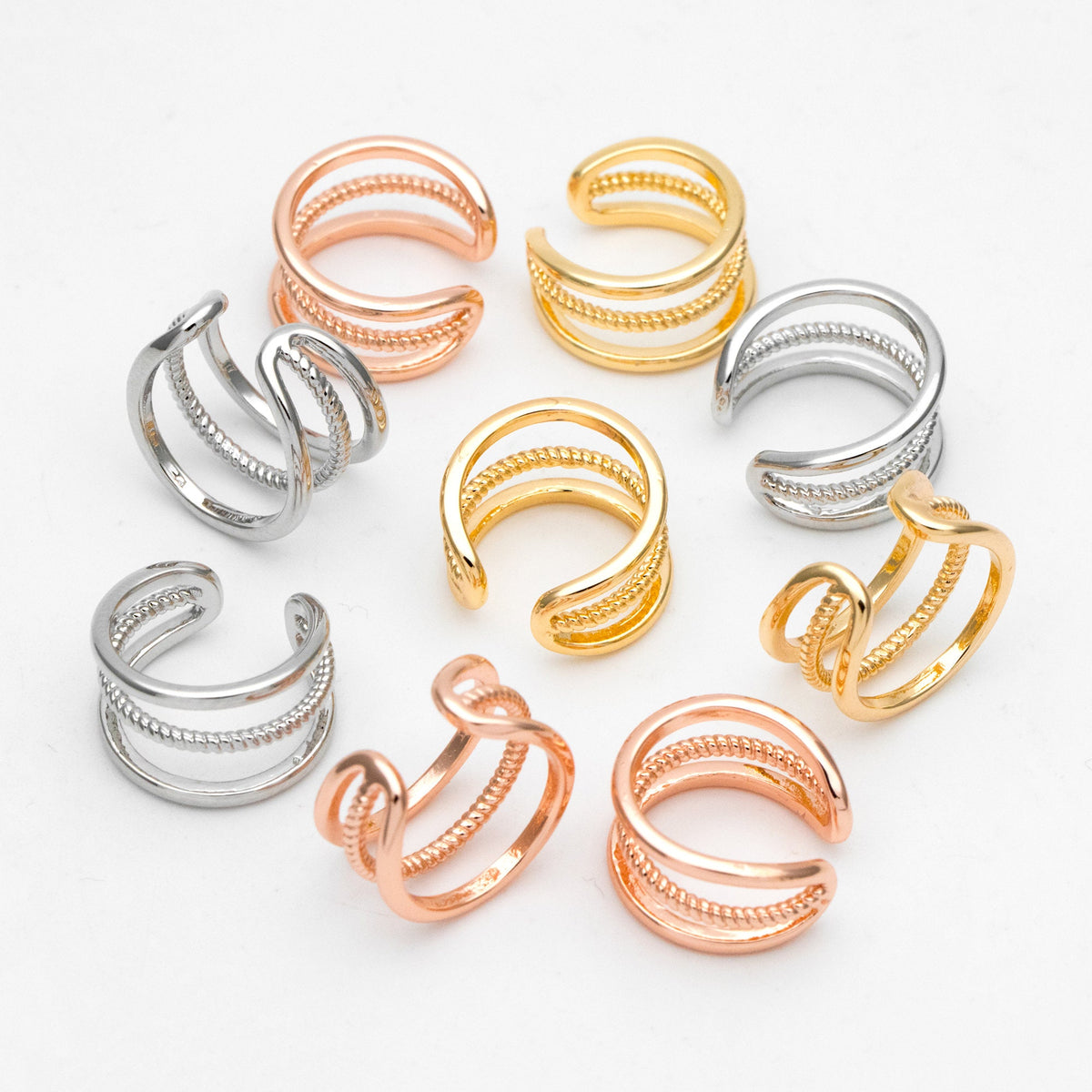 10pcs Gold/ Silver/ Rose Gold Ear Cuff, Cartilage Ear Cuff, Gold Plated Ear Cuff, Cartilage Earrings (GB-2121-B)