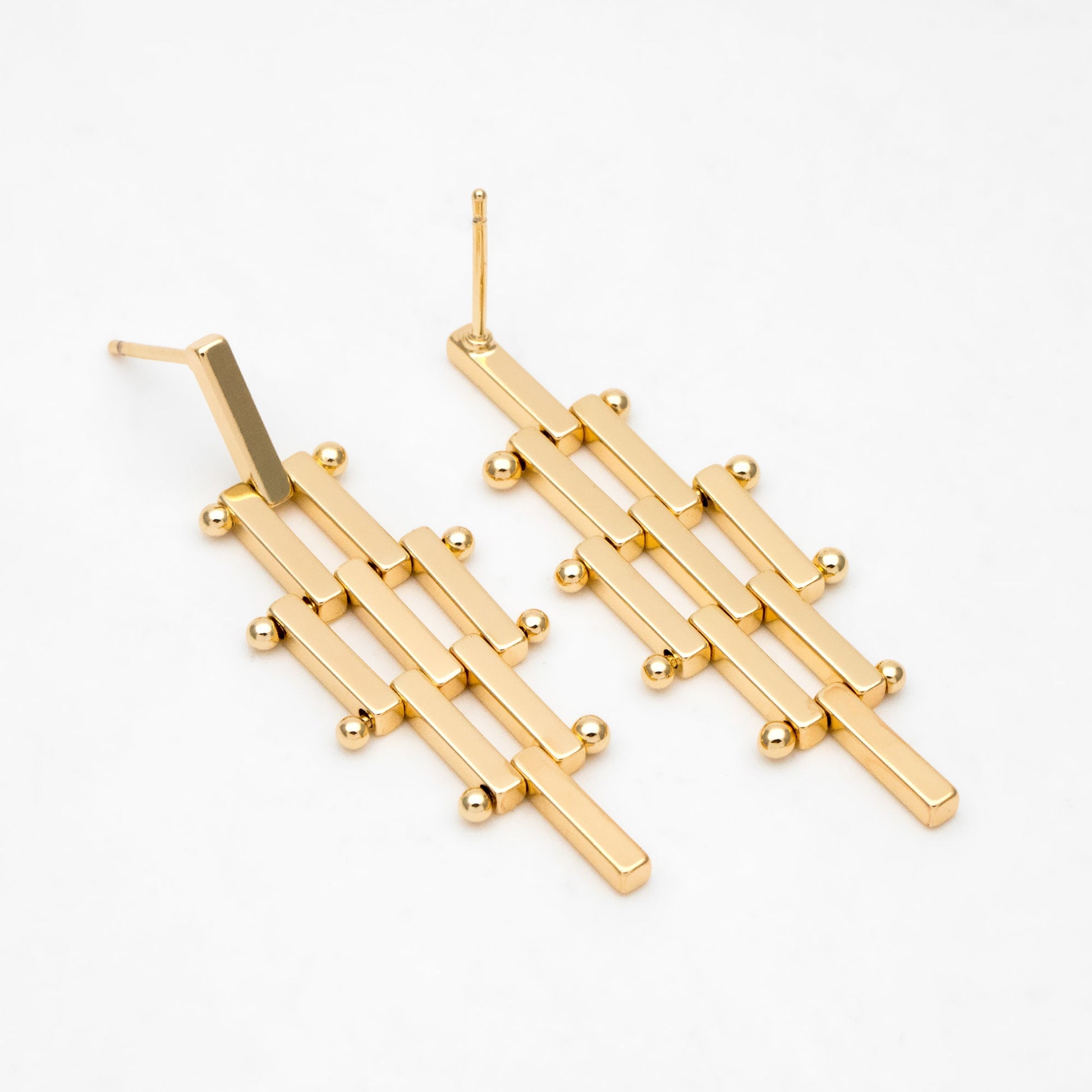 4pcs Dangle Bar Ear Posts, Stud Earrings Findings, Geometric Earring Components (GB-3365)