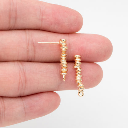 10pcs Gold Bar Ear Stud with Loop, 21mm, Gold plated Brass Long Bar Earrings (#GB-3373)