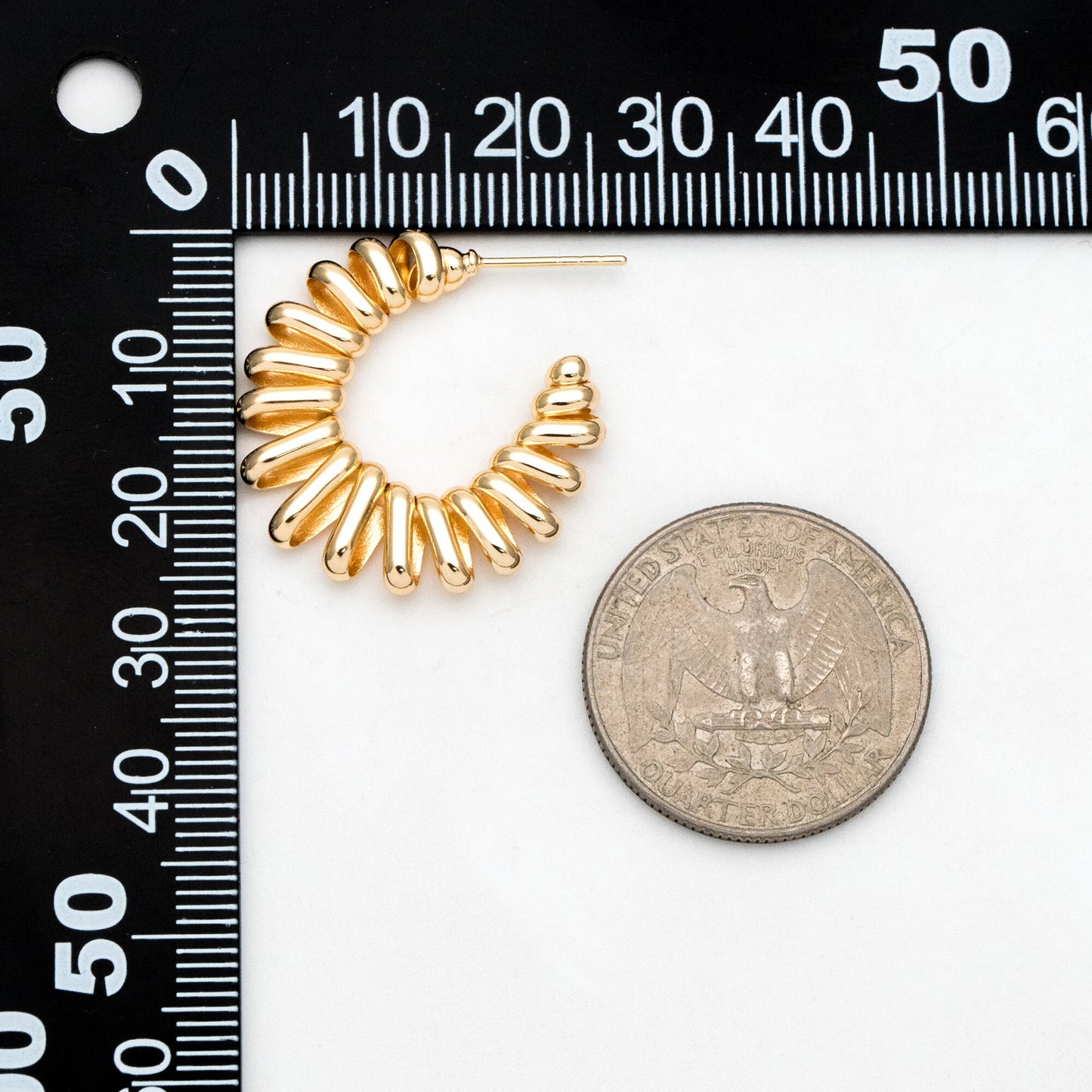 4pcs Gold Round Circle Ear Posts 26mm, Twisted Wire Stud Earrings, Simple Geometric Hoop Earrings (GB-3375)