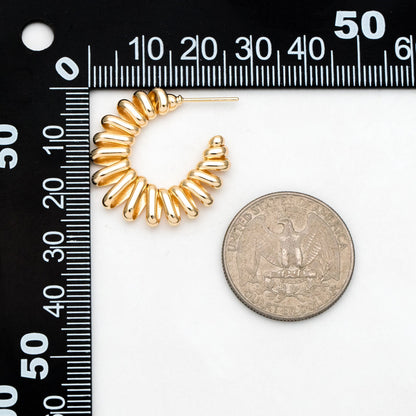 4pcs Gold Round Circle Ear Posts 26mm, Twisted Wire Stud Earrings, Simple Geometric Hoop Earrings (GB-3375)