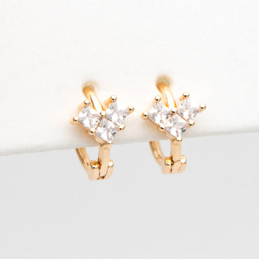 4pcs CZ Pave Tiny Heart Hoop Earrings 10mm, Huggie Earrings, Minimalist Earring, Small Gold Hoops Earring (GB-3467-E)
