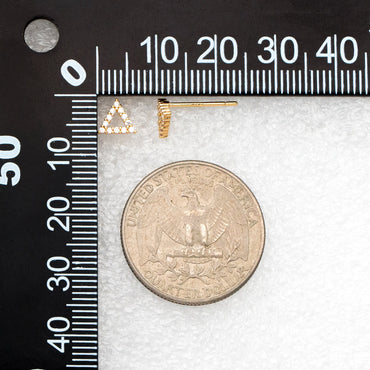 4pcs CZ Pave Triangle Earring Posts 6x7mm/ 7x8mm, 18K Gold Plated Brass, Triangle Stud Earrings (#GB-3382)