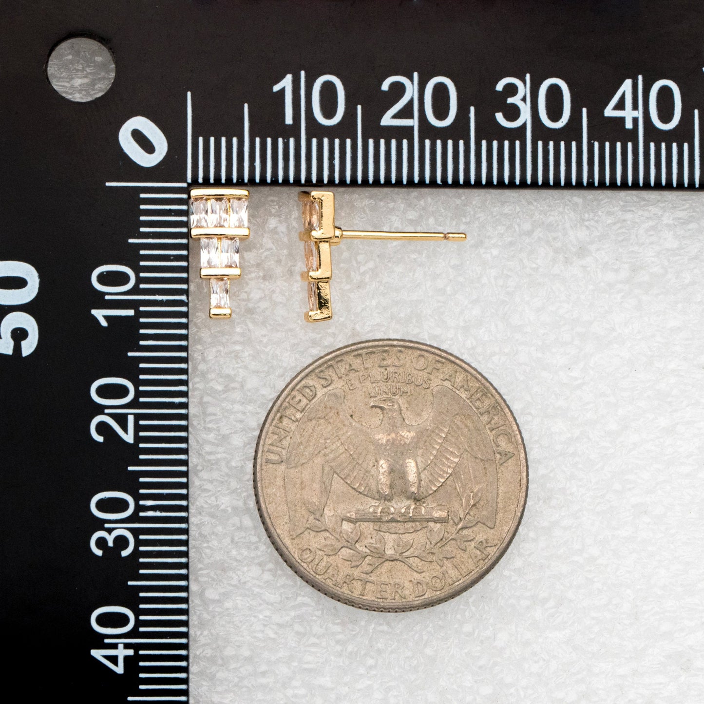 4pcs CZ Pave Gold Geometric Earring Studs, 18K Gold plated Brass Ear Posts, Earring Findings (#GB-3385)