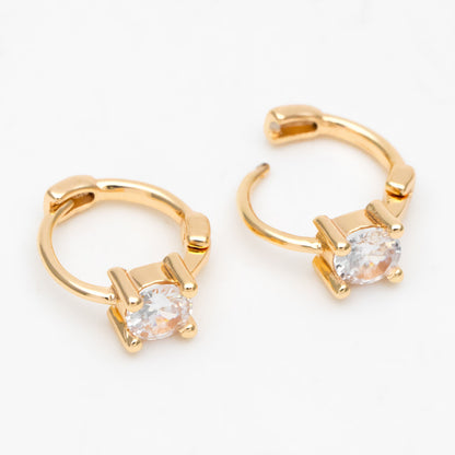 4pcs CZ Pave Tiny Hoop Earrings, Huggie Earrings, Minimalist Earring, Small Gold Hoops Earring (GB-3467-D)