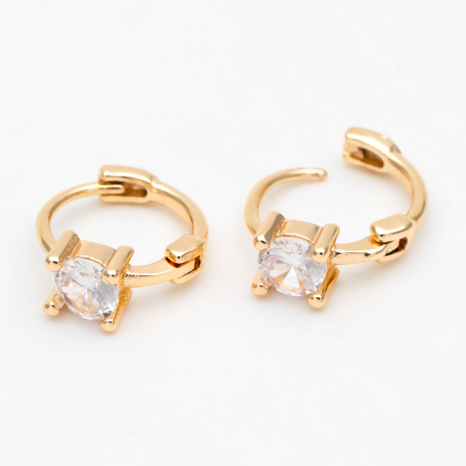 4pcs CZ Pave Tiny Hoop Earrings, Huggie Earrings, Minimalist Earring, Small Gold Hoops Earring (GB-3467-D)