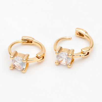 4pcs CZ Pave Tiny Hoop Earrings, Huggie Earrings, Minimalist Earring, Small Gold Hoops Earring (GB-3467-D)