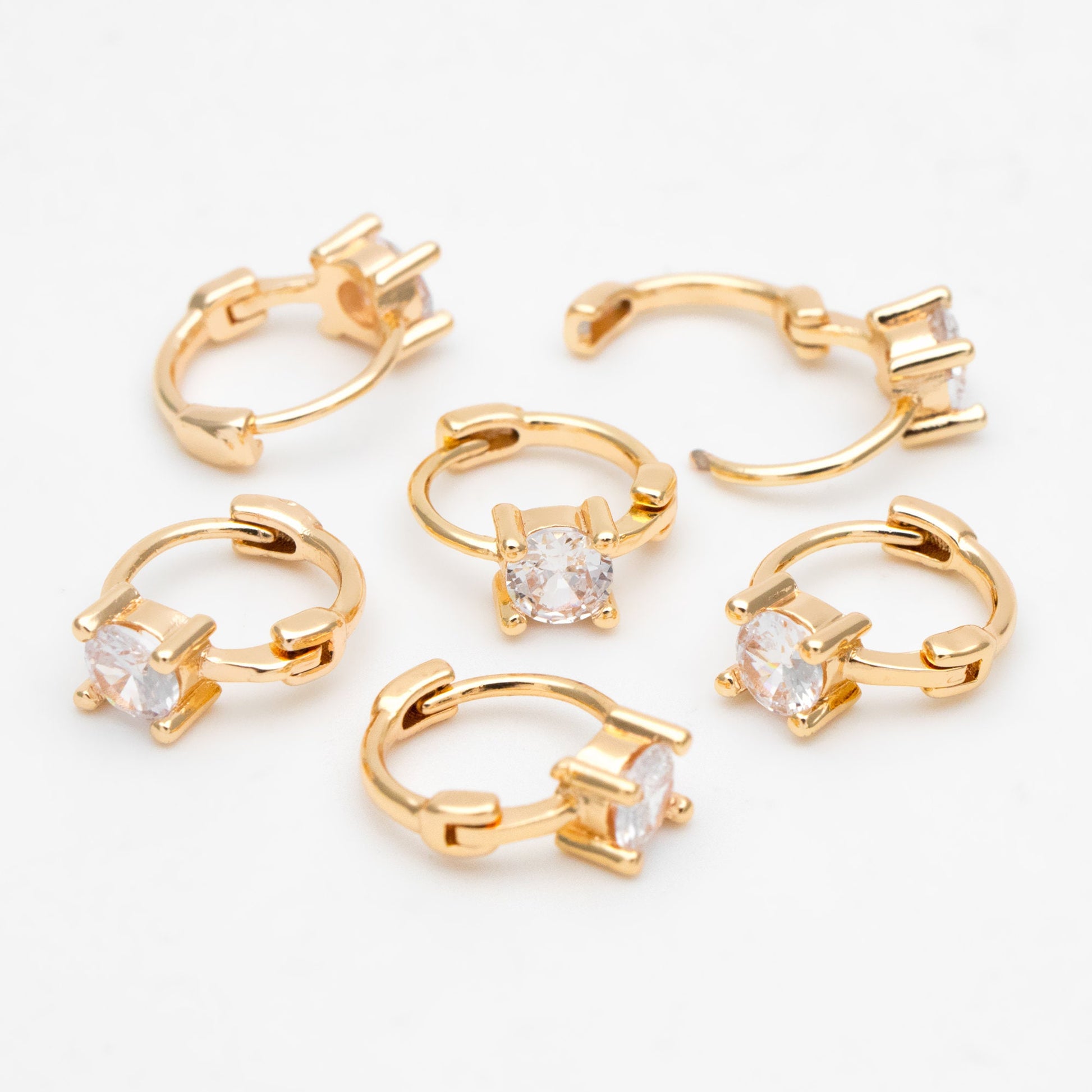 4pcs CZ Pave Tiny Hoop Earrings, Huggie Earrings, Minimalist Earring, Small Gold Hoops Earring (GB-3467-D)