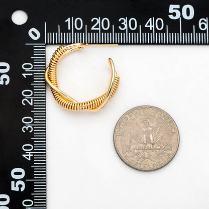 4pcs Gold Round Circle Ear Posts 26mm, Twisted Wire Stud Earrings, Simple Geometric Hoop Earrings (GB-3388)