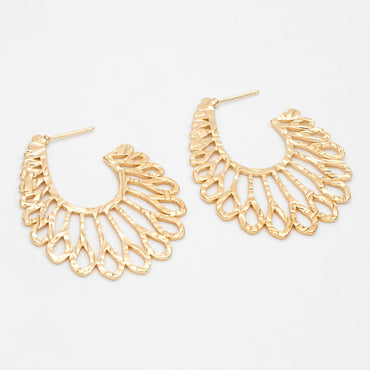 4pcs Gold Hollow Flower Post Earrings 43x35mm, Gold plated Brass Floral Stud Earring (#GB-3389)