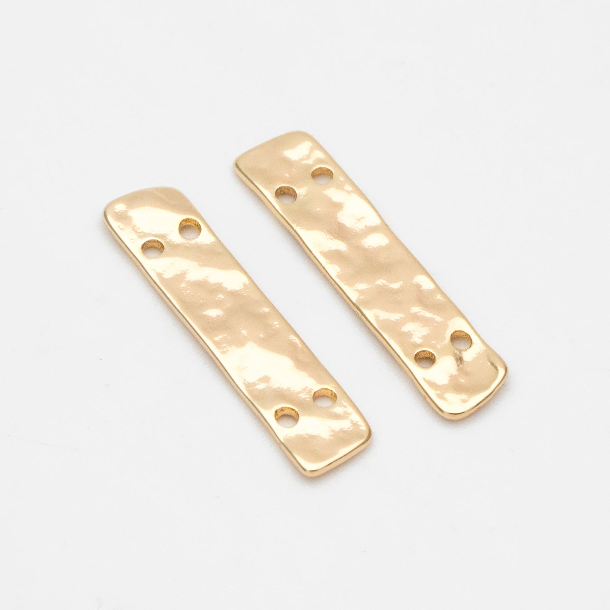 10pcs Gold Rectangle Connectors with 4 Holes, 18K Gold plated Brass, Bar Charms with Multi Holes (GB-3390)