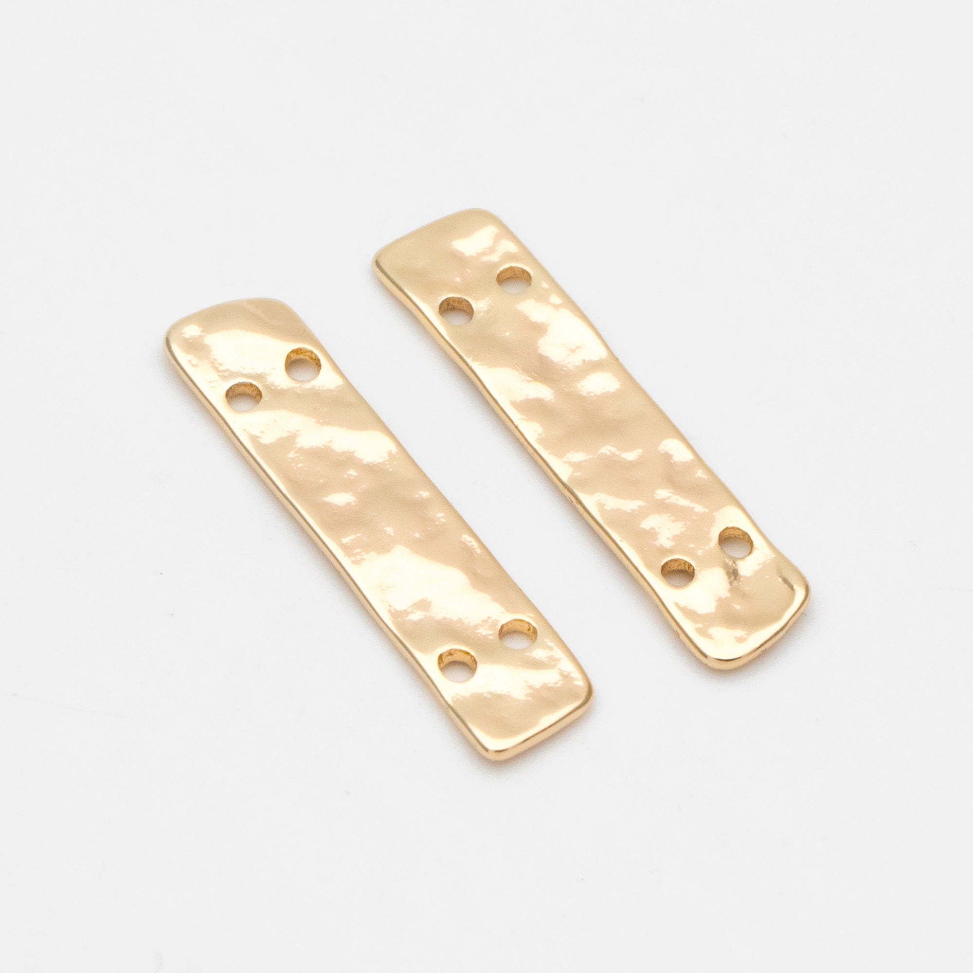10pcs Gold Rectangle Connectors with 4 Holes, 18K Gold plated Brass, Bar Charms with Multi Holes (GB-3390)