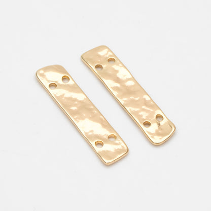 10pcs Gold Rectangle Connectors with 4 Holes, 18K Gold plated Brass, Bar Charms with Multi Holes (GB-3390)