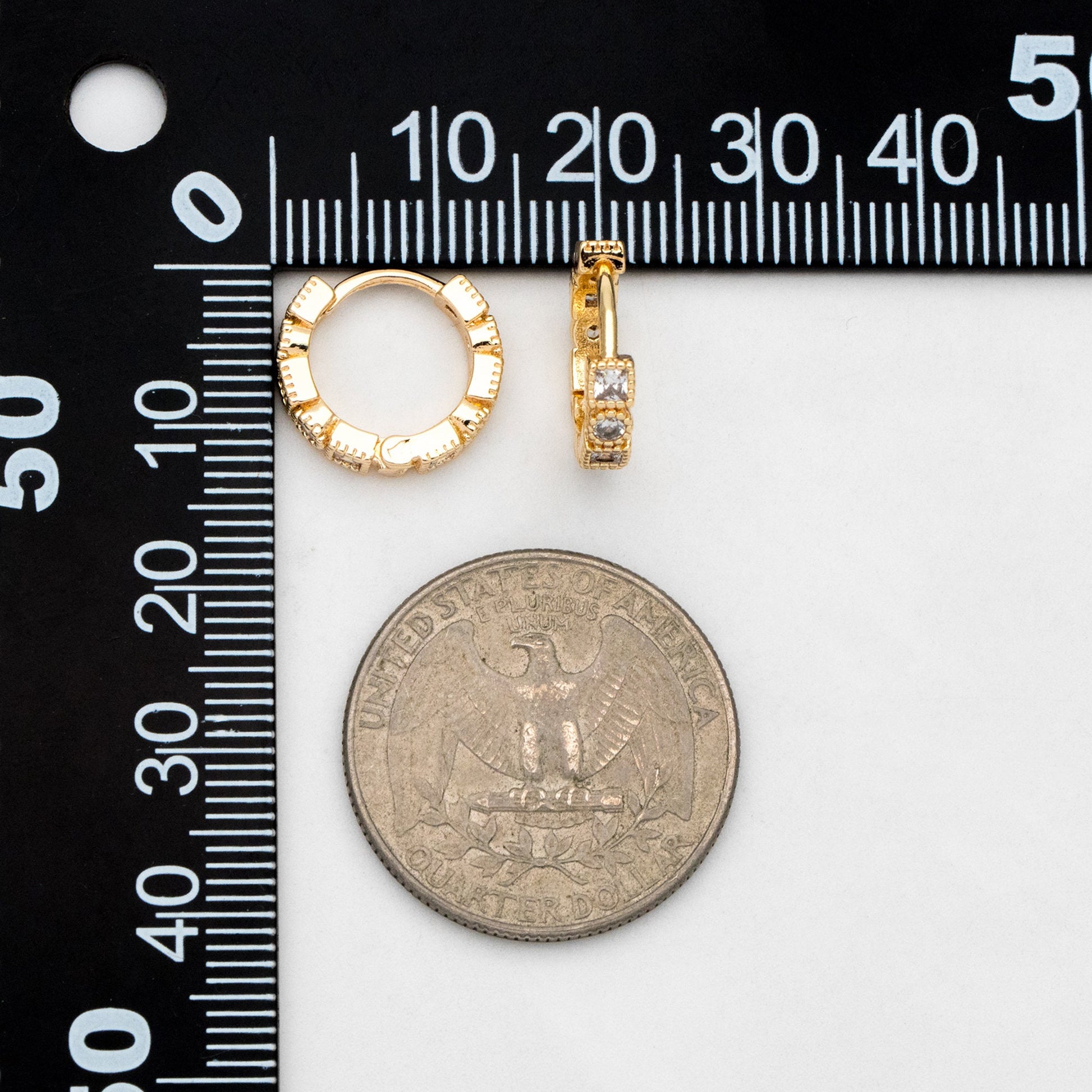 4pcs CZ Pave Hoop Earrings, Hoop Earrings, Dainty Huggie Earrings, Minimalist Earring, Small Gold Hoops Earring (GB-3826-F)