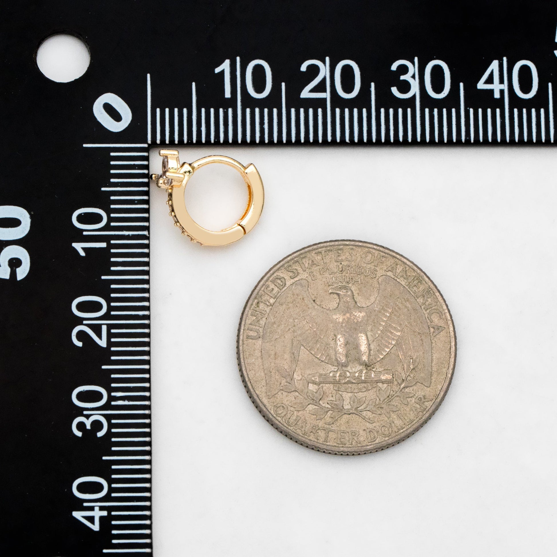 4pcs CZ Pave Tiny Leaf Hoop Earrings, 12mm, Dainty Huggie Earrings (GB-3477-D)