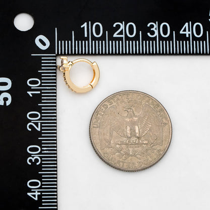 4pcs CZ Pave Tiny Leaf Hoop Earrings, 12mm, Dainty Huggie Earrings (GB-3477-D)