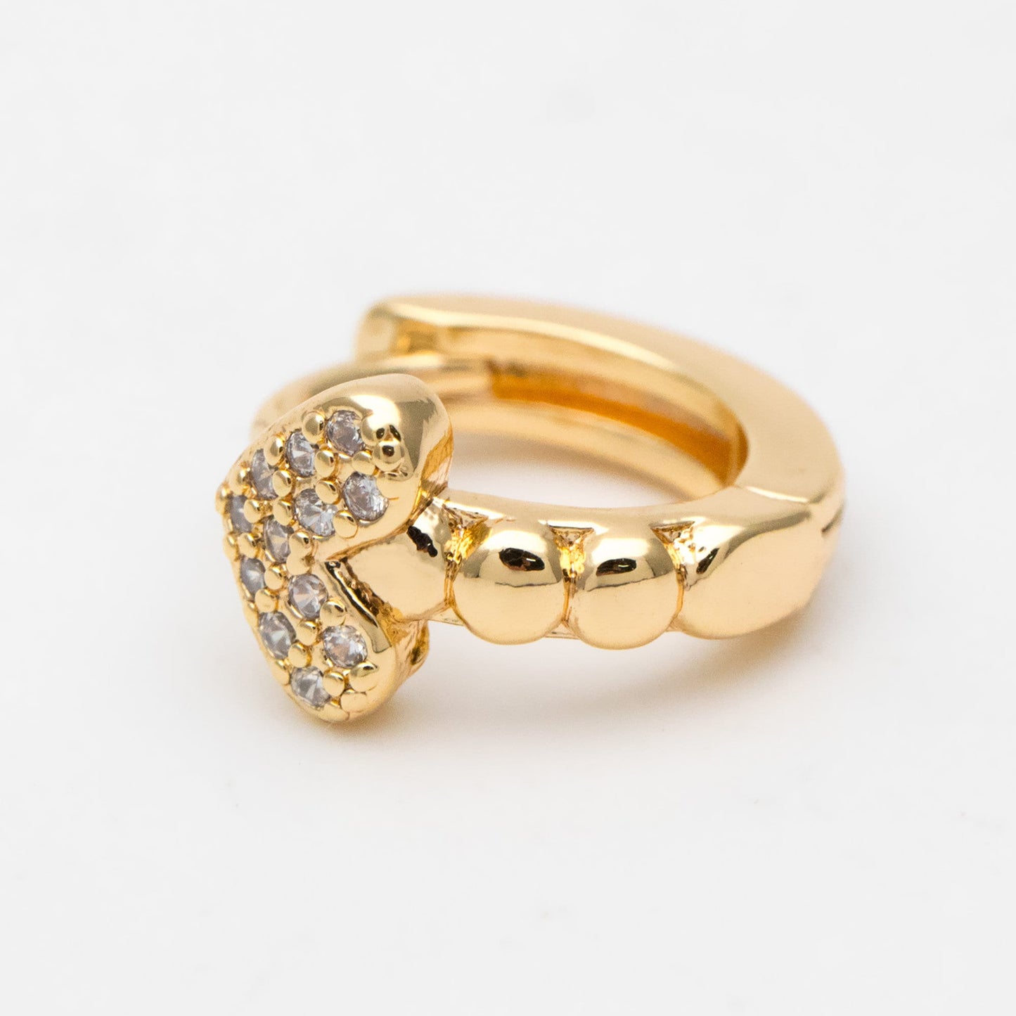 4pcs CZ Pave Heart Hoop Earrings, 12mm, Dainty Huggie Earrings, Minimalist Earring, Gold Hoops Earring (GB-3477-G)