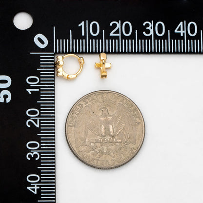 4pcs CZ Paved Tiny Cross Hoop Earrings, Tragus Hoop, Rook Hoop, Helix Hoop, Cartilage Hoop, Cartilage Clicker Hoop (GB-3474-C)