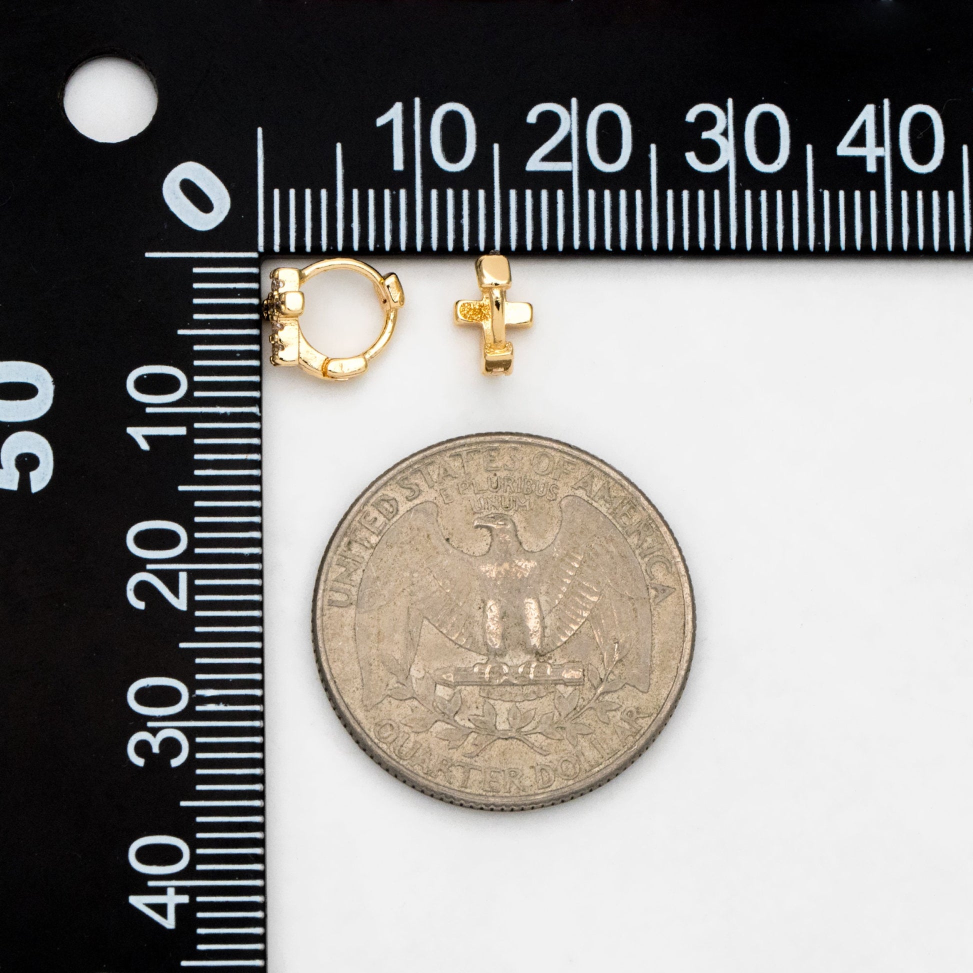 4pcs CZ Paved Tiny Cross Hoop Earrings, Tragus Hoop, Rook Hoop, Helix Hoop, Cartilage Hoop, Cartilage Clicker Hoop (GB-3474-C)