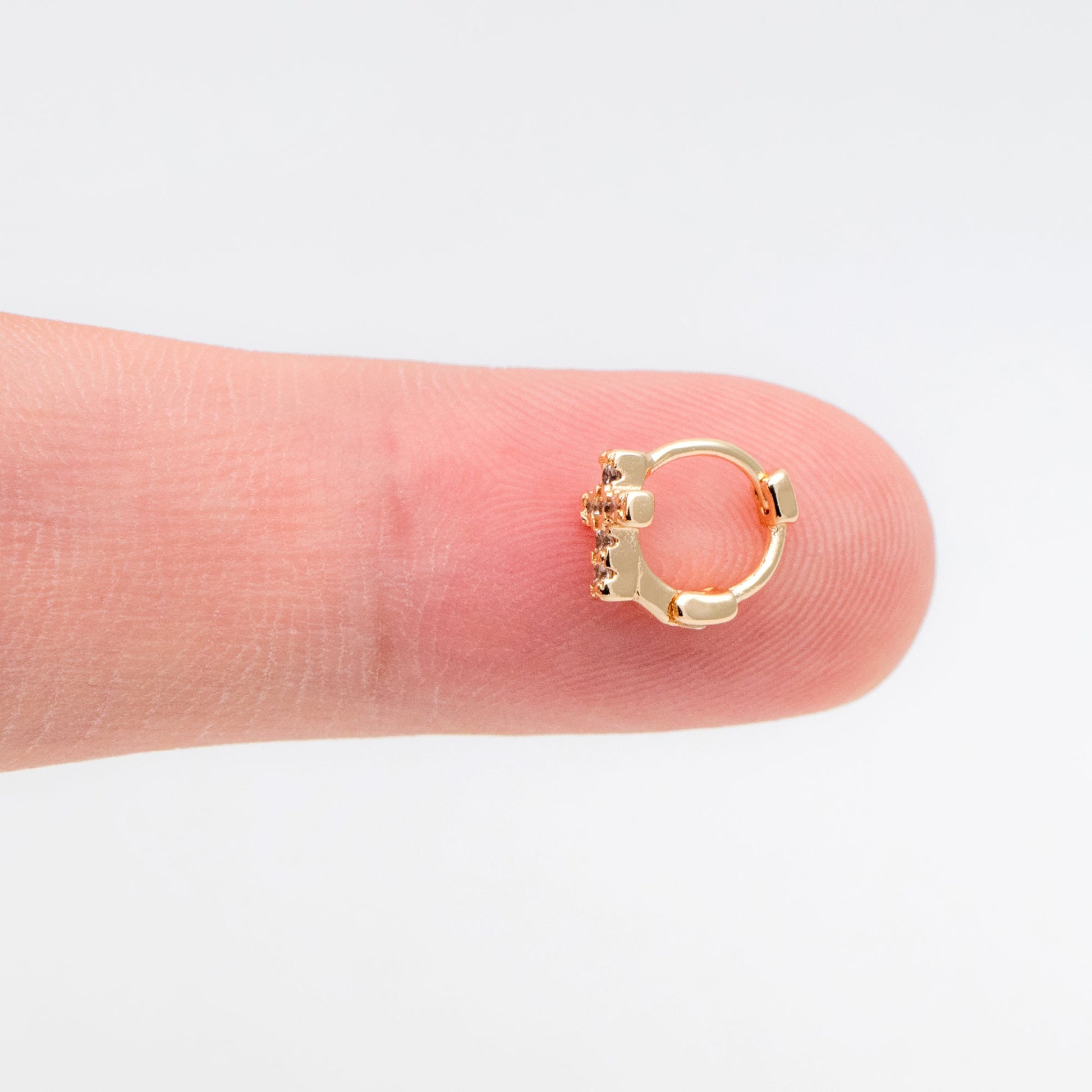 4pcs CZ Paved Tiny Cross Hoop Earrings, Tragus Hoop, Rook Hoop, Helix Hoop, Cartilage Hoop, Cartilage Clicker Hoop (GB-3474-C)