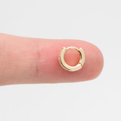 4pcs CZ Pave Tiny Hoop Earring, 9mm, Round Leverback Ear Hooks, Cartilage Hoop (GB-3474-E)