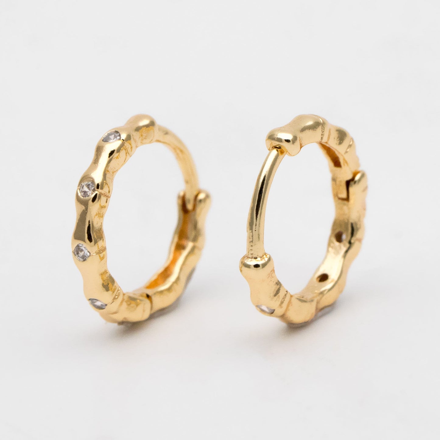 4pcs CZ Paved Hoop Earrings, 10mm, Dainty Huggie Earrings, Minimalist Earring, Small Gold Hoops Earring (GB-2815-A)