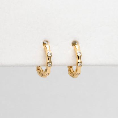 4pcs CZ Paved Hoop Earrings, 10mm, Dainty Huggie Earrings, Minimalist Earring, Small Gold Hoops Earring (GB-2815-A)