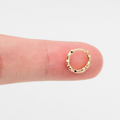 4pcs CZ Paved Hoop Earrings, 10mm, Dainty Huggie Earrings, Minimalist Earring, Small Gold Hoops Earring (GB-2815-A)