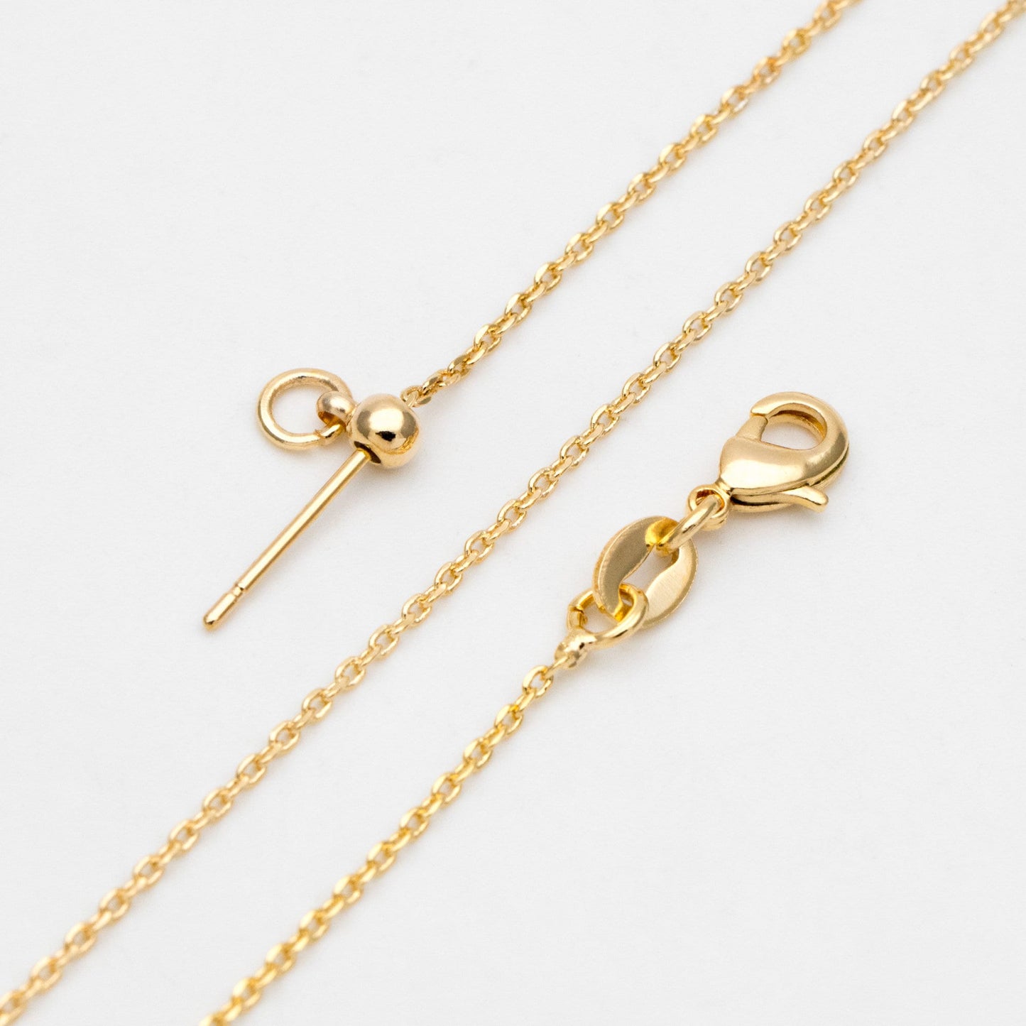 Gold/ Silver Cable Chain Adjustable Necklace 1mm, Gold/ Rhodium plated Brass Finished Dainty Necklace, 19.5 Inch Ready to Wear (#LK-587)