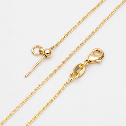 Gold/ Silver Cable Chain Adjustable Necklace 1mm, Gold/ Rhodium plated Brass Finished Dainty Necklace, 19.5 Inch Ready to Wear (#LK-587)