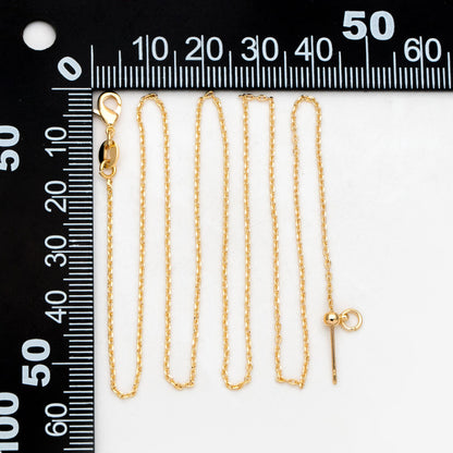 Gold/ Silver Cable Chain Adjustable Necklace 1mm, Gold/ Rhodium plated Brass Finished Dainty Necklace, 19.5 Inch Ready to Wear (#LK-587)