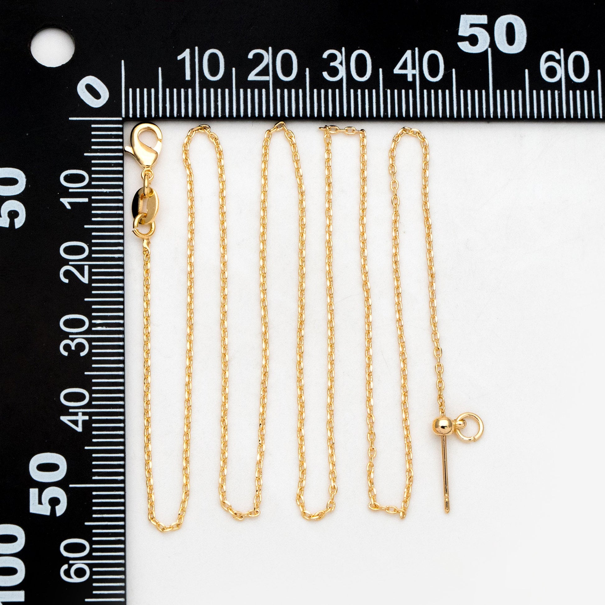 Gold/ Silver Cable Chain Adjustable Necklace 1mm, Gold/ Rhodium plated Brass Finished Dainty Necklace, 19.5 Inch Ready to Wear (#LK-587)