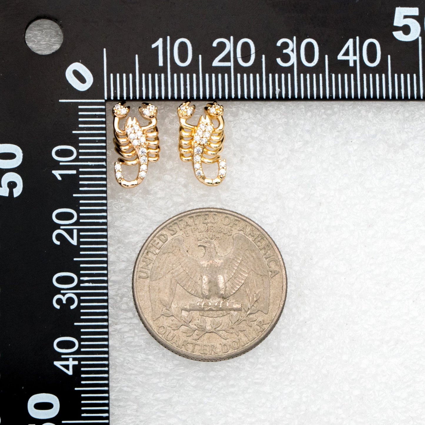 4pcs CZ Pave Gold Scorpion Ear post, 18K Gold Plated Brass Scorpio Ear Studs, Jewelry Supplies (GB-3392)