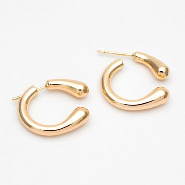 4pcs Gold Curved Bar Ear Post with Ear Back, C Shaped Earring Posts, 18K Gold Plated Earring Studs (GB-3394)